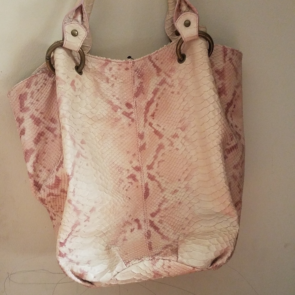 Puntotres genuine leather snake skin bag